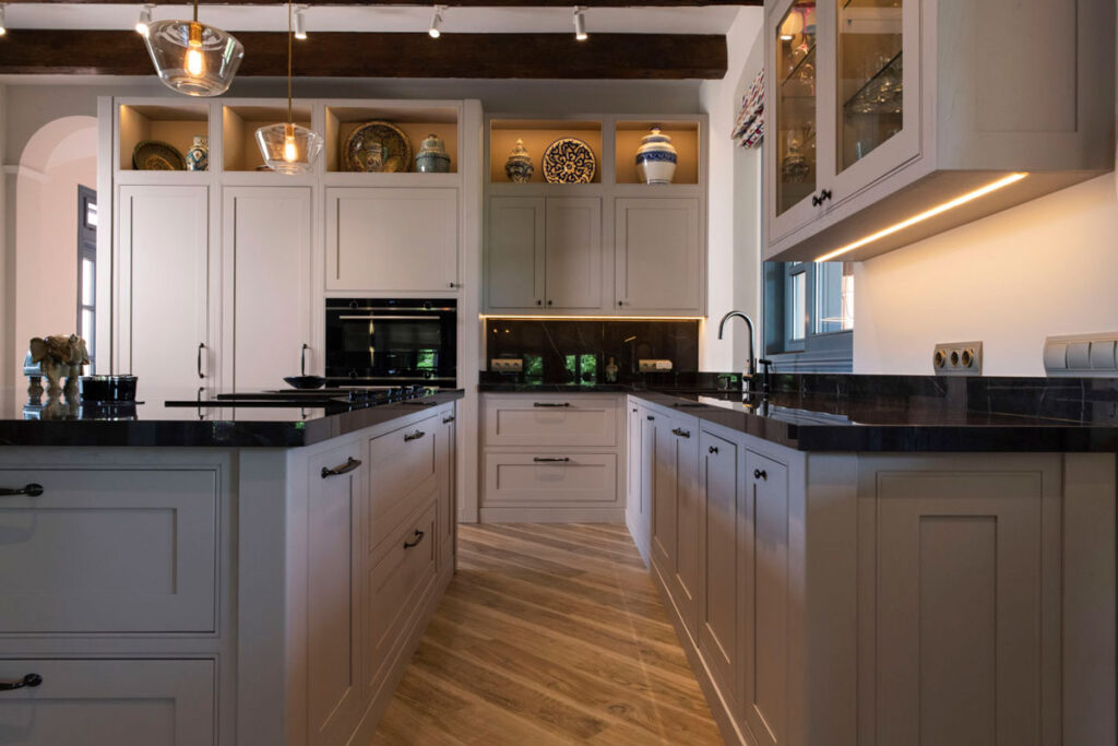 Traditional villa kitchen layout | Kubic Design Solutions